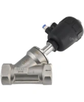Клапан отсечной пневматический DN.ru VSP3241P-T-1PNC 1 1/2″ Ду40 Ру25, корпус - нержавеющая сталь SS316, резьбовой, Y-образный, корпус привода - пластик
