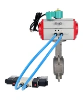 Затвор дисковый поворотный DN.ru WBV3131V-2W-Fb-H Ду50 Ру16 межфланцевый, корпус - нержавеющая сталь 304, диск - нержавеющая сталь 304, VITON, с пневмоприводом PA-SA-083, пневмораспределителем 4V320-08 AC220V и магнитным переключателем ALS200D