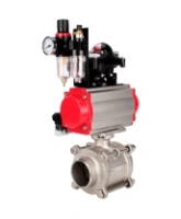 Кран шаровой DN.ru BV3232P(3pc)-FP-W-ISO-H WDVF Ду15 Ру63 полнопроходной, трехсоставной, корпус - нержавеющая сталь 316, уплотнение - PTFE, под приварку, с пневмоприводом PA-SA-065, пневмораспределителем 4M310-08 AC220V, БКВ APL-210N, БПВ AFC2000