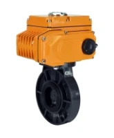 Затвор дисковый поворотный DN.ru WBV4242E-2W-Fb-ISO Дн80 Ру10 межфланцевый, корпус - НПВХ, диск - НПВХ, уплотнение - EPDM, с электроприводом DN.ru QT-N-003EM-O1-220VAC-У1