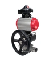 Кран шаровой DN.ru BV3232P(3pc)-FP-W-ISO-H LONG Ду65 Ру25 полнопроход., корпус - нерж.сталь 316, уплотнение - PTFE, под приварку, с пн.приводом PA-DA-083, пн.распределителем 4M310-08 AC220V, ручным дублером MON2-450-T28-ISO и БКВ APL-210N