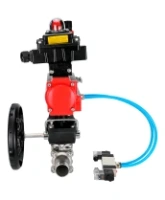Кран шаровой DN.ru BV3232P(3pc)-FP-W-ISO-H LONG Ду65 Ру25 полнопроход., корпус - нерж.сталь 316, уплотнение - PTFE, под приварку, с пн.приводом PA-DA-083, пн.распределителем 4V320-08 AC220V, редуктором MON2-450-T28-ISO, БКВ APL-410N EX и БПВ AFC2000