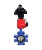 Затвор дисковый поворотный DN.ru WBV1616E-2W-Fb-H Ду100 Ру16 LUG корпус - чугун QT450, диск - чугун QT450, уплотнение - EPDM, с пневмоприводом DN.ru PA-SA-130, пневмораспределителем 4M310-08 AC220V и БКВ APL-410N EX