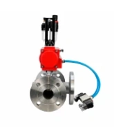 Кран шаровой DN.ru BV3232P(2pc)-FP-3WL-F-ISO-H Ду20 Ру16 HYMT, трехходовой L-тип, полнопроходной, фланцевый, корпус - нержавеющая сталь SS316, с пневмоприводом PA-DA-052, пневмораспределителем 4V320-08 AC220V и БПВ AFC2000