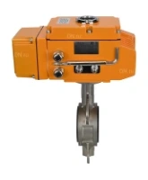 Затвор дисковый поворотный DN.ru WBV3232V-2W-Fb-H Ду100 Ру16, корпус - нержавеющая сталь 316L, диск - нержавеющая сталь 316L, уплотнение - Viton, с электроприводом DN.ru QT-N-010EM-B1-220VAC-У1 (0-10В) HARK