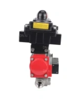 Кран шаровой DN.ru BV3232P(4pc)-SP-3WL-T-ISO-H Ду15 Ру63 стандартнопроходной трехходовой L-тип, нержавеющая сталь SS316, внутренняя резьба, PTFE, пн.приводом PA-DA-052, пн.распределителем 4M310-08 AC220V и БКВ APL-410N EX
