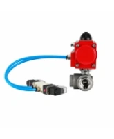 Кран шаровой DN.ru BV3232P(4pc)-SP-3WT-T-ISO-H WDVF Ду25 Ру63 стандартнопроходной, 3-ходовой Т-тип, внутренняя резьба, корпус - нержавеющая сталь AISI 316, уплотнение - PTFE, с пневмоприводом PA-DA-065 и пневмораспределителем 4V320-08 AC220V