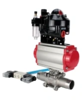 Кран шаровой DN.ru BV3232P(3pc)-FP-W-ISO-H LONG Ду80 Ру25 полнопроходной, корпус - нержавеющая сталь 316, уплотнение - PTFE, под приварку, с пневмоприводом PA-DA-083, пневмораспределителем 4V320-08 AC220V, БКВ APL-510N EX и БПВ AFC2000