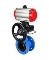 Затвор дисковый поворотный DN.ru WBV1313E-2W-F-H Ду100 Ру16 фланцевый, корпус - чугун GGG40, диск - чугун GGG40, уплотнение - EPDM, с пневмоприводом DN.ru PA-DA-105 и ручным дублером DN.ru MON1-250-T26-ISO