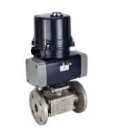 Кран шаровой DN.ru BV3232P(4pc)-FP-3WL-F-ISO-H Ду100 Ру16 полнопроходной трехходовой, фланцевый, корпус - нержавеющая сталь SS316, уплотнение - PTFE, с электроприводом четвертьоборотным DN.ru QTSA-N-020EM-O0-220VAC с пружинным возвратом