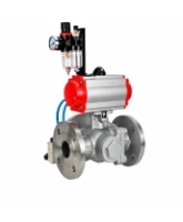 Кран шаровой DN.ru BV3232P(2pc)-FP-3WL-F-ISO-H Ду20 Ру16 HYMT, трехходовой L-тип, полнопроходной, фланцевый, корпус - нержавеющая сталь SS316, с пневмоприводом PA-DA-052, пневмораспределителем 4V320-08 AC220V и БПВ AFC2000