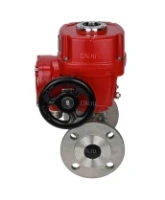 Кран шаровой DN.ru BV3131P(3pc)-FP-F-ISO-H Ду15 Ру40 трехсоставный из нержавеющей стали SS304, фланцевый, уплотнение - PTFE, полнопроходной, с 1/4-оборотным электроприводом DN.ru QT-EX-005M-O2-380VAC-У1