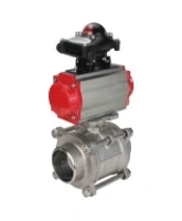 Кран шаровой DN.ru BV3232P(3pc)-FP-W-ISO-H Ду65 Ру25 полнопроходной двухходовой, нержавеющая сталь SS316, под приварку, уплотнение - PTFE, с пневмоприводом DN.ru PA-DA-83 и блоком концевых выключателей APL-210N