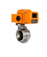 Затвор дисковый поворотный DN.ru WBV3131E-2W-T-H Ду50 Ру10 резьбовой, корпус - пищевая нержавеющая сталь 304, уплотнение - EPDM, с электроприводом QT-N-005EM-B1-220VAC-У1 c датчиком обратной связи и входным управляющим сигналом 0-10В HARK