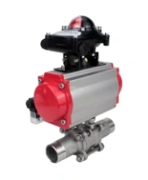 Кран шаровой DN.ru BV3232P(3pc)-FP-W-ISO-H LONG Ду80 Ру25 полнопроходной, корпус - нержавеющая сталь 316, уплотнение - PTFE, под приварку, с пневмоприводом DN.ru PA-SA-130, пневмораспределителем 4M310-08 AC220V и БКВ APL-210N