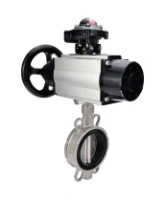 Затвор дисковый поворотный DN.ru WBV3131V-2W-Fb-H Ду150 Ру16 межфланцевый, корпус - нержавеющая сталь 304, диск - нержавеющая сталь 304, уплотнение - VITON, с пневмоприводом PA-DA-105-1 и БКВ APL-210N