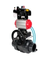 Кран шаровой DN.ru BV4242E-FP-GRM-ISO Дн50 Ру10 полнопроходной, корпус - НПВХ, шар - НПВХ, уплотнение - EPDM, с пневмоприводом PA-DA-052, пневмораспределителем 4V320-08 AC220V, ручным дублером MON1-250-T26-ISO, БКВ APL-410N EX и БПВ AFC2000