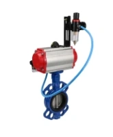 Затвор дисковый поворотный DN.ru WBV1413E-2W-Fb-H Ду100 Ру16, корпус - чугун GGG50, диск - чугун GGG40, уплотнение - EPDM, с пневмоприводом DN.ru PA-DA-083 двойного действия, пневмораспределителем 4M310-08 AC220V, БПВ AFC2000