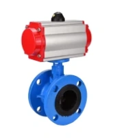 Затвор дисковый поворотный DN.ru WBV1313E-2W-F-H Ду100 Ру16 фланцевый, корпус - чугун GGG40, диск - чугун GGG40, уплотнение - EPDM, с пневмоприводом DN.ru PA-DA-105 двойного действия