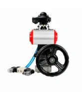 Кран шаровой DN.ru BV3232P(4pc)-SP-3WT-T-ISO-H WDVF Ду25 Ру63 стандартнопроходной, 3-ходовой Т-тип, внутренняя резьба, с пневмоприводом PA-DA-065, пневмораспределителем 4V320-08 AC220V, БКВ APL-210N и ручным дублером MON1-250-T26-ISO