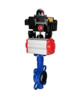 Затвор дисковый поворотный DN.ru WBV1432N-2W-Fb-H Ду100 Ру16, корпус - чугун GGG50, диск - нержавеющая сталь 316L, уплотнение - NBR, с пневмоприводом DN.ru PA-DA-083 двойного действия, пневмораспределителем 4M310-08 AC220V, БКВ APL-410N EX