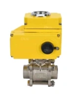 Кран шаровой DN.ru BV3232P(3pc)-FP-W-ISO-H Ду65 Ру25 полнопроходной двухходовой, нержавеющая сталь SS316, под приварку, уплотнение - PTFE, с 1/4-оборотным электроприводом DN.RU QT-N-010EM-O1-24VDC-У1