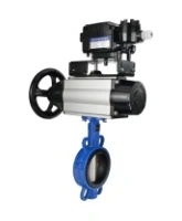 Затвор дисковый поворотный DN.ru WBV1413E-2W-Fb-H Ду150 Ру16, корпус - чугун GGG50, диск - чугун GGG40, уплотнение - EPDM, с пневмоприводом DN.ru PA-DA-105-1 двойного действия и с электропневматическим поворотным позиционером YT-1000RSN без обратной связи