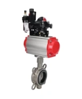 Затвор дисковый поворотный DN.ru WBV3131N-2W-Fb-H Ду150 Ру16, корпус - нержавеющая сталь 304, диск - нержавеющая сталь 304, уплотнение - NBR, с пневмоприводом DN.ru DN.ru PA-SA-160, пневмораспределителем 4M310-08 AC220V, БКВ APL-210N и БПВ AFC2000