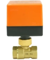 Кран шаровой DN.ru BV0030NP-SP-T-ED Ду15 Ру16 стандартнопроходной двухходовой, латунь, внутренняя резьба, уплотнение - нитриловый каучук / PTFE, с электроприводом 220В без концевых выключателей