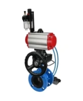 Затвор дисковый поворотный DN.ru WBV1313E-2W-F-H Ду100 Ру16 фланцевый, корпус - чугун GGG40, диск - чугун GGG40, EPDM, с пневмоприводом DN.ru PA-DA-105, пневмораспределителем DN.ru 4V320-08 AC220V, дублером DN.ru MON1-250-T26-ISO и БПВ DN.ru AFC2000