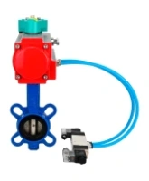 Затвор дисковый поворотный DN.ru WBV1413E-2W-Fb-H Ду100 Ру16 корпус - чугун GGG50, диск - чугун GGG40, уплотнение - EPDM, с пневмоприводом PA-DA-083, пневмораспределителем 4V320-08 AC220V и магнитным переключателем ALS200D