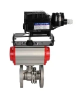 Кран шаровой DN.ru BV3232P(2pc)-FP-F-ISO-H Ду80 Ру16 полнопроходной двухходовой, нерж. сталь SS316, фланцевый, PTFE, с пневмоприводом PA-SA-130 с возвратными пружинами и с электропневматическим поворотным позиционером YT-1000RSN без обратной связи