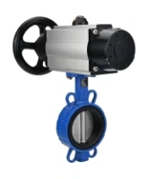 Затвор дисковый поворотный DN.ru WBV3432V-2W-Fb-H Ду150 Ру16, корпус - углеродистая сталь WCB, диск - нержавеющая сталь 316L, уплотнение - Viton, с пневмоприводом PA-DA-105-1 двойного действия, пневмораспределителем 4M310-08 AC220V