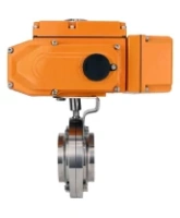 Затвор дисковый поворотный DN.ru WBV3131S-2W-W-H Ду80 Ру10 под приварку, корпус - пищевая нержавеющая сталь 304, уплотнение - Silicon, с электроприводом QT-N-005EM-A1-220VAC-У1 c датчиком обратной связи и входным управляющим сигналом 4-20мА HARK
