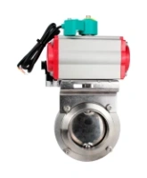 Затвор дисковый поворотный DN.ru WBV3131E-2W-T-H Ду50 Ру10 резьбовой, пищевая нержавеющая сталь 304, уплотнение - EPDM, с пневмоприводом PA-DA-052, пневмораспределителем 4M310-08 AC220V и магнитным переключателем ALS200D