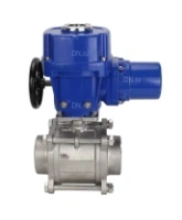 Кран шаровой DN.ru BV3232P(3pc)-FP-W-ISO-H Ду40 Ру40 полнопроходной двухходовой, нержавеющая сталь SS316, под приварку, уплотнение - PTFE, с 1/4-оборотным электроприводом DN.ru QT-N-005M-O2-220VAC-У1