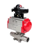Кран шаровой DN.ru BV3232P(3pc)-FP-W-ISO-H LONG Ду65 Ру25 полнопроходной, корпус - нержавеющая сталь 316, уплотнение - PTFE, под приварку, с пневмоприводом DN.ru PA-DA-083 и БКВ APL-210N
