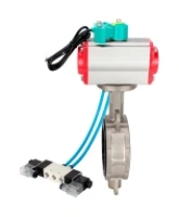 Затвор дисковый поворотный DN.ru WBV3232E-2W-Fb-H Ду65 Ру16 корпус - нержавеющая сталь 316L, диск - нержавеющая сталь 316L, уплотнение - EPDM, с пневмоприводом PA-DA-065, пневмораспределителем 4V320-08 AC220V и магнитным переключателем ALS200D