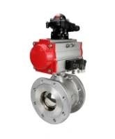 Кран шаровой DN.ru BV3232P-FP-Fb-ISO-H Ду15 Ру16, корпус - сталь 316, уплотнение - PTFE, полнопроходной, межфланцевый с пневмоприводом DN.ru PA-DA-052 двойного действия, пневмораспределителем 4M310-08 AC220V и БКВ APL-210N