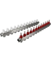 Коллекторная группа DN.ru GC1-31-12 1″ Ду25 Ру10 отводов — 12, в сборе с расходомерами и терморегулирующими клапанами, без переходников, корпус - нержавеющая сталь AISI 304