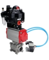 Кран шаровой DN.ru BV3232P(3pc)-FP-W-ISO-H Ду65 Ру25 полнопроходной двухходовой, нержавеющая сталь SS316, под приварку, уплотнение - PTFE, с пн.приводом DN.ru PA-DA-083 пн.распределителем 4V320-08 AC220V БПВ AFC2000 БКВ APL-510N-EX
