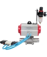 Кран шаровой DN.ru BV3232P(3pc)-FP-W-ISO-H LONG Ду80 Ру25 полнопроходной, корпус - нержавеющая сталь 316, уплотнение - PTFE, под приварку, с пневмоприводом PA-DA-083, пневмораспределителем 4V320-08 AC220V и БПВ AFC2000
