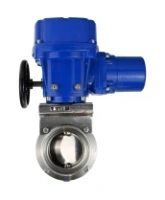 Затвор дисковый поворотный DN.ru WBV3131E-2W-T-H Ду50 Ру10 резьбовой, корпус - пищевая нержавеющая сталь 304, уплотнение - EPDM, с электроприводом QT-N-005M-O2-220VAC-У1 с моментной муфтой и штурвалом