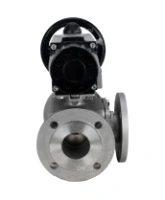 Кран шаровой DN.ru BV3232P(4pc)-FP-3WL-F Ду100 Ру16 полнопроходной трехходовой, фланцевый, корпус - нержавеющая сталь SS316, с пневмоприводом DN.ru PA-DA-105-1 двойного действия