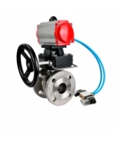 Кран шаровой DN.ru BV3232P(2pc)-FP-F-ISO-H WDVF Ду80 Ру16 полнопроходной, фланцевый, корпус - нержавеющая сталь 316, уплотнение - PTFE, с пневмоприводом PA-DA-105, пневмораспределителем 4V320-08 AC220V, БПВ AFC2000 и ручным дублером MON2-450-T28-ISO