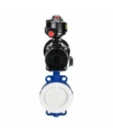 Затвор дисковый поворотный DN.ru WBV3434Pf-2W-Fb-R Ду200 Ру16, корпус - углеродистая сталь WCB, диск - углеродистая сталь WCB, футерованный PTFE, уплотнение - PTFE, с пневмоприводом PA-DA-105-1, пневмораспределителем 4M310-08 AC220V и БКВ APL-510N EX