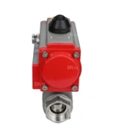 Кран шаровой DN.ru BV3232P(2pc)-FP-T-ISO-H Ду80 Ру40 полнопроходной двухходовой, нержавеющая сталь 316, внутренняя резьба, уплотнение - PTFE, с пневмоприводом с возвратными пружинами PA-SA-130