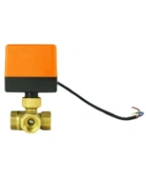 Кран шаровой DN.ru BV0030NP-SP-3L-T-ED Ду15 Ру16 стандартнопроходной, L-тип, трехходовой, латунь, внутренняя резьба, уплотнение - нитриловый каучук / PTFE, с электроприводом 220В без концевых выключателей