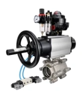 Кран шаровой DN.ru BV3232P(3pc)-FP-SW-ISO-H Ду100 Ру63 полнопроходной, корпус - нержавеющая сталь SS316, под приварку, с пневмоприводом PA-DA-105-1, пневмораспределителем 4V320-08 AC220V, БКВ APL-510N EX, БПВ AFC2000