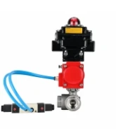 Кран шаровой DN.ru BV3232P(4pc)-SP-3WT-T-ISO-H WDVF Ду25 Ру63 стандартнопроходной, 3-ходовой Т-тип, внутренняя резьба, нержавеющая сталь AISI 316, PTFE, с пневмоприводом PA-DA-065, пневмораспределителем 4V320-08 AC220V и БКВ APL-410N EX